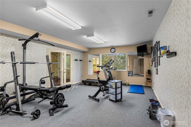 6753 Forest Ridge Dr, Wenatchee, WA 98801 - workout room with wallpapered walls
