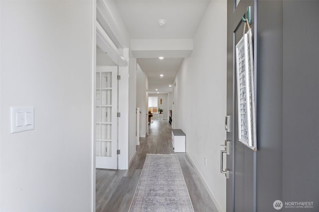 18230 134th Ave E, Puyallup, WA 98374 - hallway with wood finished floors, recessed lighting, and baseboards