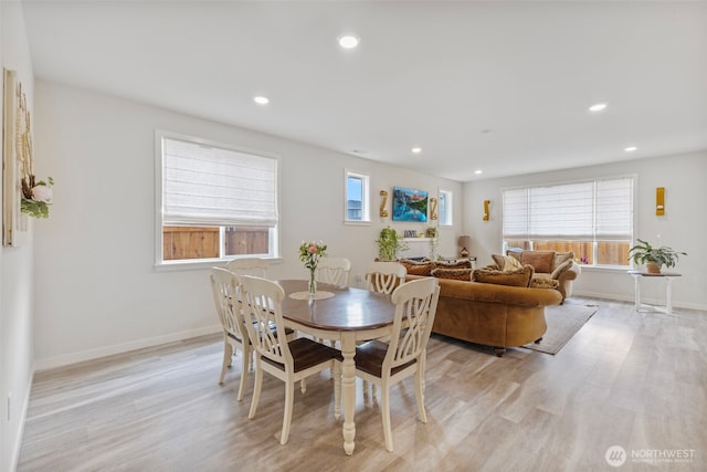 18230 134th Ave E, Puyallup, WA 98374 - dining room with light wood-style floors, plenty of natural light, recessed lighting, and baseboards