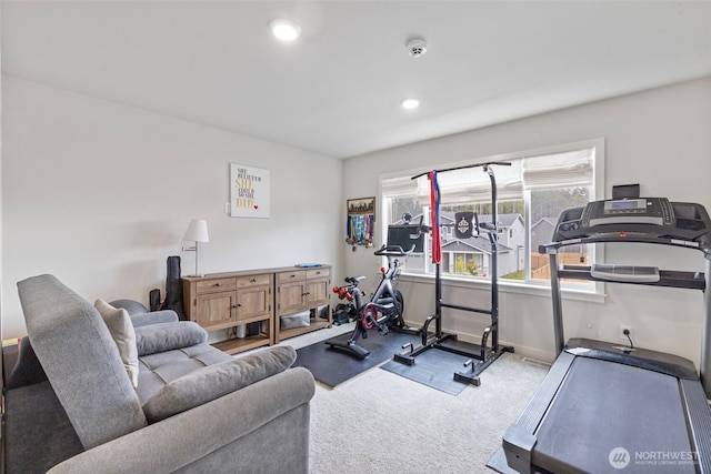 18230 134th Ave E, Puyallup, WA 98374 - exercise room featuring carpet floors, baseboards, and recessed lighting