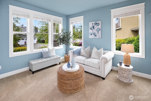 21515 26th St E, Lake Tapps, WA 98391 - living area with carpet flooring, healthy amount of natural light, and baseboards
