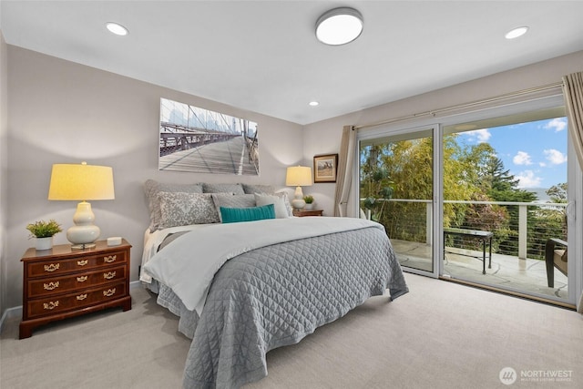 1505 E Horizon Dr, Mukilteo, WA 98275 - bedroom with access to exterior, carpet flooring, and recessed lighting