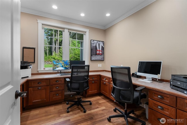2920 39th Ln NW, Olympia, WA 98502 - office space with light wood finished floors, crown molding, and recessed lighting