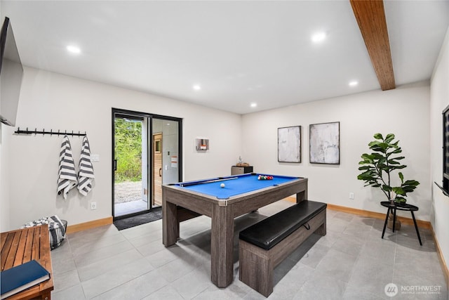 400 Hyak Dr E, Snoqualmie Pass, WA 98068 - recreation room with pool table, baseboards, recessed lighting, and light tile patterned flooring
