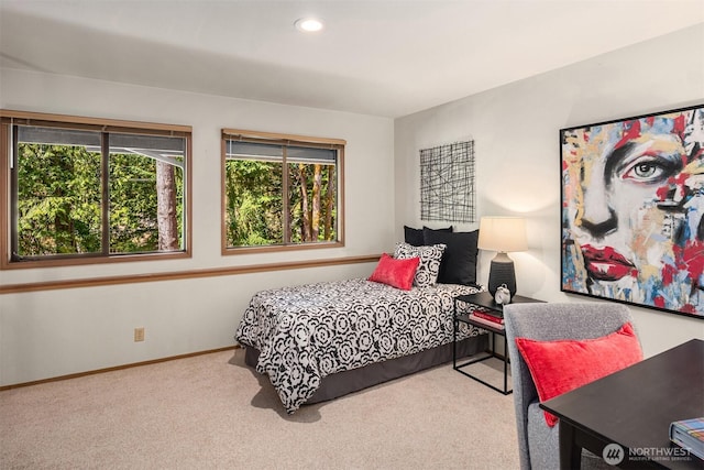 6160 W Mercer Way, Mercer Island, WA 98040 - carpeted bedroom with multiple windows, baseboards, and recessed lighting