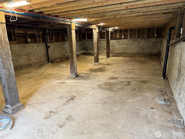 view of unfinished below grade area