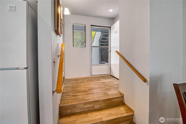 7806 Birch Bay Dr Unit 1007, Blaine, WA 98230 - staircase with wood finished floors and recessed lighting