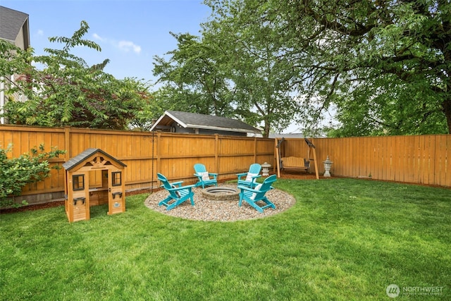 176 Raspberry Ln, Woodland, WA 98674 - view of yard with an outdoor fire pit