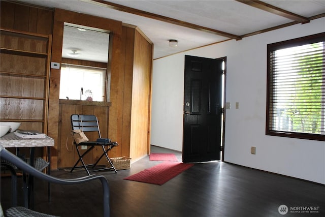 foyer entrance with wood finished floors