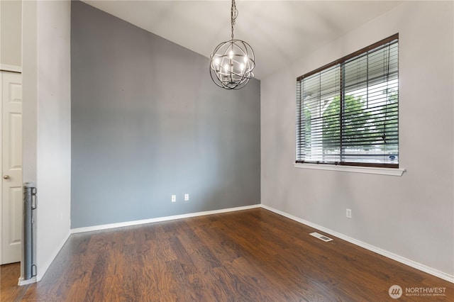 2538 Hidden Springs Loop SE, Olympia, WA 98503 - unfurnished room featuring a chandelier, wood finished floors, and baseboards