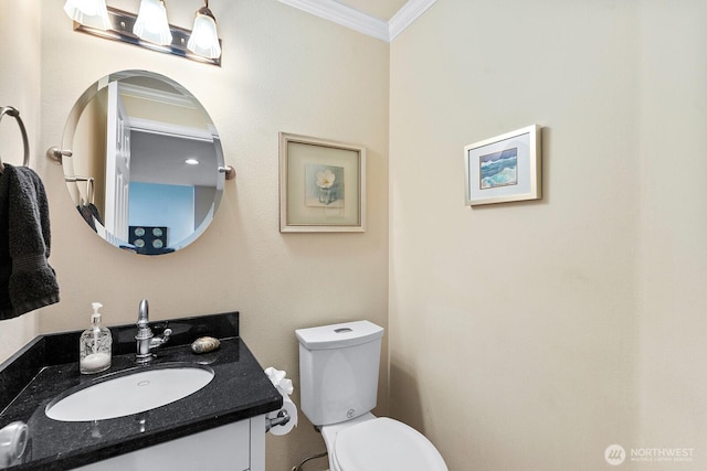 3238 NE 100th St Unit D, Seattle, WA 98125 - half bath featuring ornamental molding, toilet, and vanity