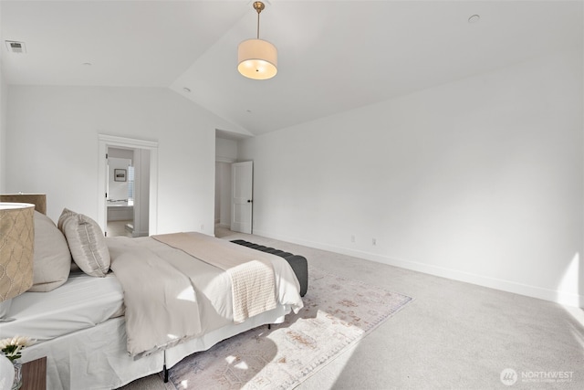 10815 NE 190th Pl, Bothell, WA 98011 - bedroom with lofted ceiling, light colored carpet, baseboards, and connected bathroom