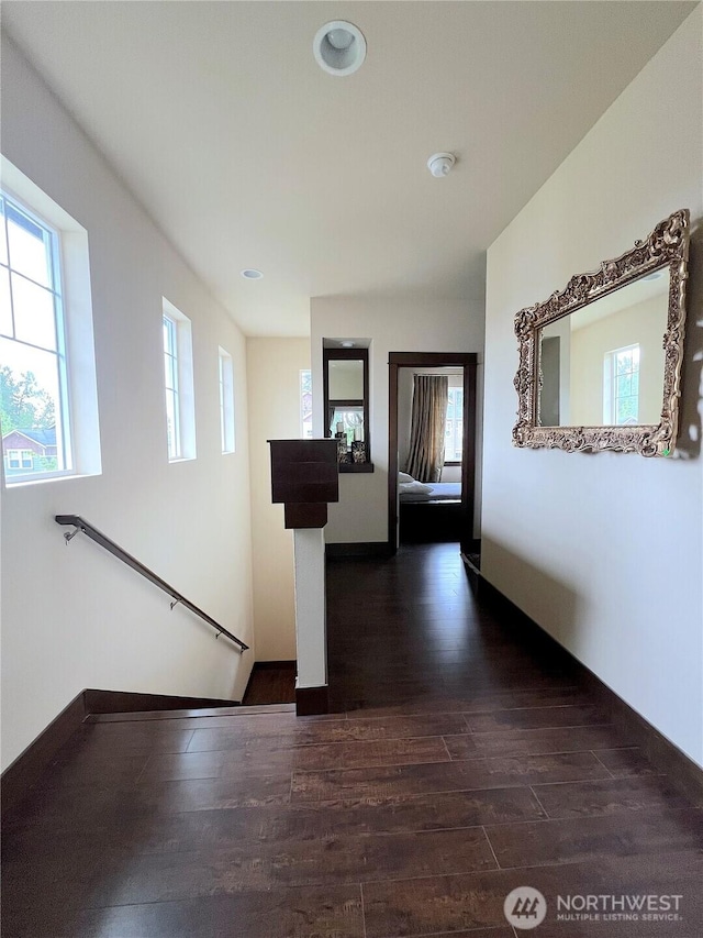 2805 93rd Pl SE, Everett, WA 98208 - corridor featuring dark wood-style flooring, plenty of natural light, an upstairs landing, and recessed lighting