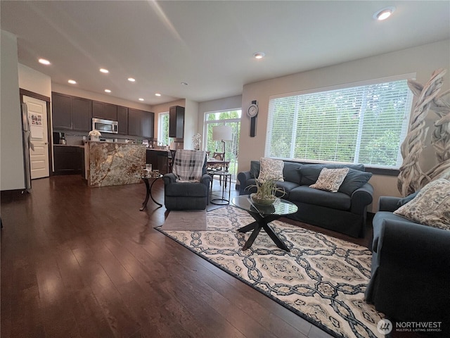 2805 93rd Pl SE, Everett, WA 98208 - living room with dark wood finished floors and recessed lighting