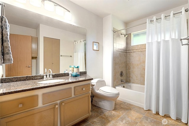 13218 42nd Ave W, Mukilteo, WA 98275 - bathroom featuring vanity, toilet, and shower / bath combo with shower curtain