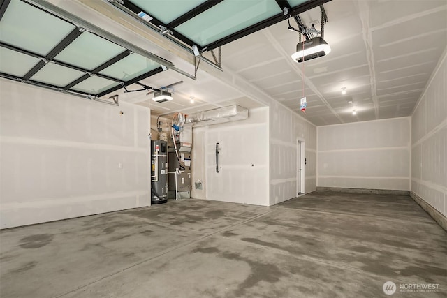 10207 NE 136th Pl, Lot, Kirkland, WA 98034 - garage featuring water heater, a garage door opener, and heating unit