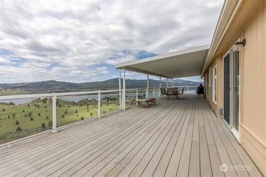 30350 Deer Meadows Rd E, Deer Meadows, WA 99122 - wooden terrace with a water and mountain view