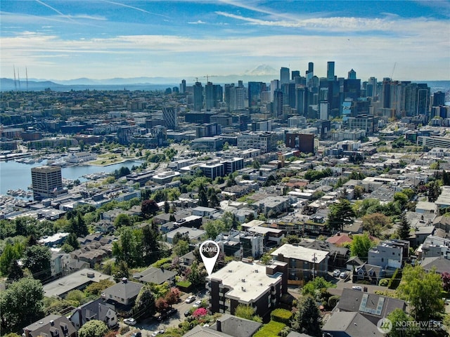 1605 5th Ave N Unit 402, Seattle, WA 98109 - drone / aerial view of skyline and a nearby body of water
