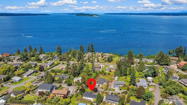 3120 Wave Dr, Everett, WA 98203 - aerial perspective of suburban area featuring a large body of water