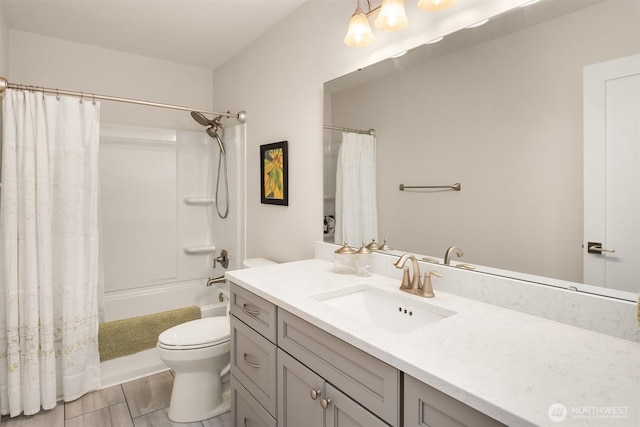 1032 76th Ave NE, Lake Stevens, WA 98258 - full bathroom with toilet, vanity, and shower / bath combination with curtain