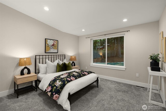 7429 NE 129th St, Kirkland, WA 98034 - carpeted bedroom featuring baseboards and recessed lighting