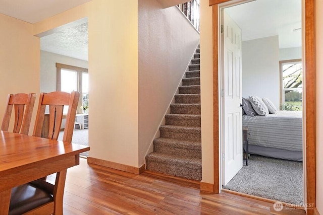 2217 200th St NE, Arlington, WA 98223 - staircase with hardwood / wood-style floors and baseboards