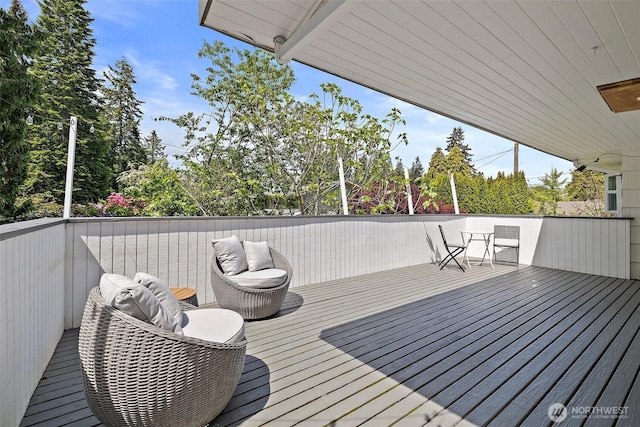 deck with view of scattered trees