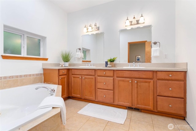 26 Inglewood Pl, Bellingham, WA 98229 - full bathroom featuring tile patterned floors, double vanity, and a garden tub