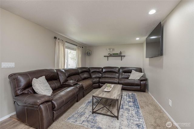 307 E Wilson St, Yacolt, WA 98675 - carpeted living area with recessed lighting and baseboards