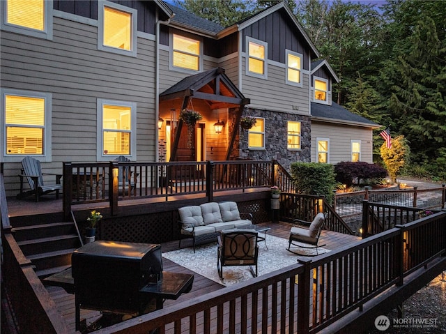 4565 Harper Hill Rd SE, Port Orchard, WA 98366 - wooden deck featuring an outdoor living space and a patio