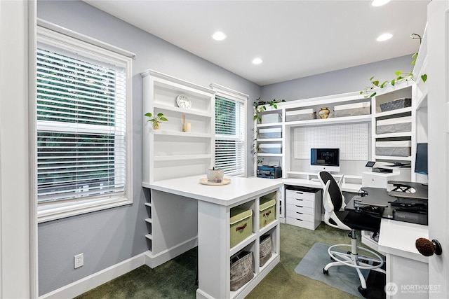 4565 Harper Hill Rd SE, Port Orchard, WA 98366 - home office with recessed lighting and dark carpet
