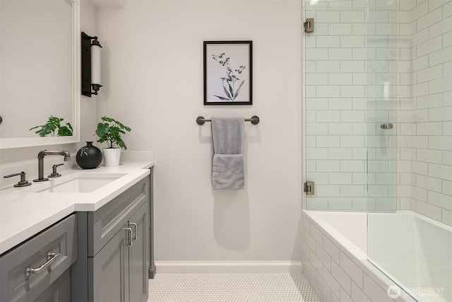 3719 E Highland Dr, Seattle, WA 98112 - full bath with tile patterned flooring, vanity, and tiled shower / bath combo