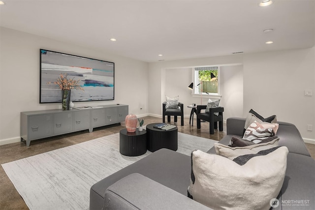 3719 E Highland Dr, Seattle, WA 98112 - living room featuring baseboards and recessed lighting