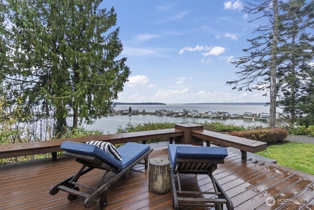 10220 NE Lafayette Ave, Bainbridge Island, WA 98110 - wooden terrace with a water view