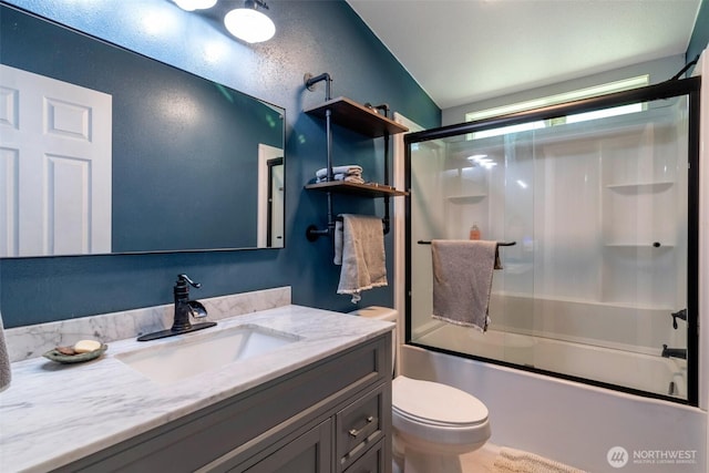 1707 Bonnie Ln, Camano Island, WA 98282 - full bathroom with vanity, enclosed tub / shower combo, and toilet