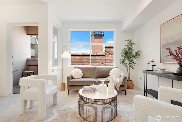 5450 Leary Ave NW Unit 442, Seattle, WA 98107 - living room featuring light carpet and baseboards