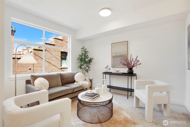 5450 Leary Ave NW Unit 442, Seattle, WA 98107 - living room featuring light carpet and baseboards