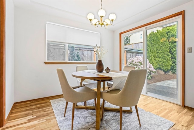 20010 3rd Ave NW, Shoreline, WA 98177 - dining room with a chandelier, light wood-type flooring, and baseboards