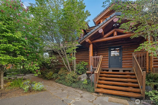 3528 Beaverton Valley Rd, Friday Harbor, WA 98250 - view of exterior entry with log siding
