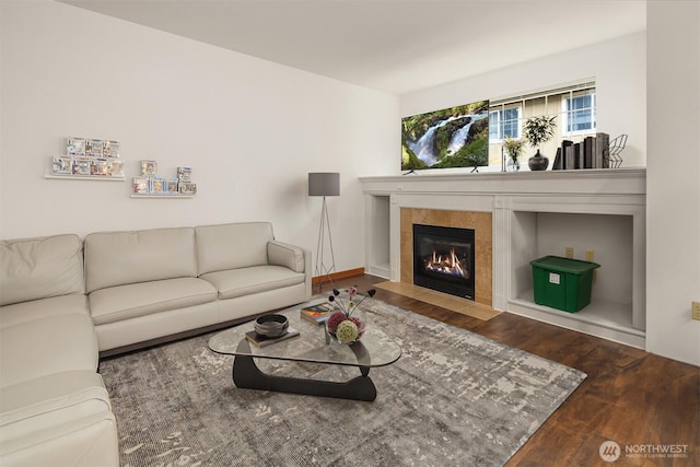 18526 36th Ave W Unit C, Lynnwood, WA 98037 - living room with wood finished floors and a tile fireplace
