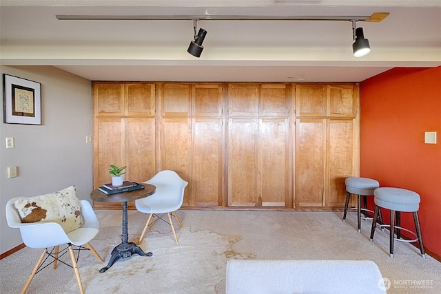 25718 16th Ave S, Des Moines, WA 98198 - sitting room featuring track lighting, light colored carpet, and baseboards