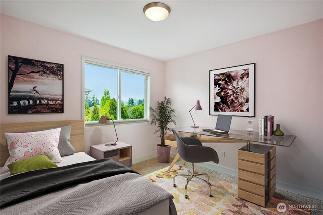 27309 SE 10th Ct, Sammamish, WA 98075 - carpeted bedroom featuring an office area and baseboards