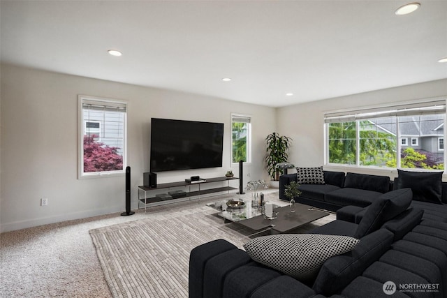 27309 SE 10th Ct, Sammamish, WA 98075 - carpeted living area with plenty of natural light, recessed lighting, and baseboards