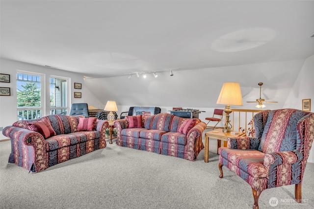 303 N B St, Roslyn, WA 98941 - carpeted living room with track lighting and ceiling fan