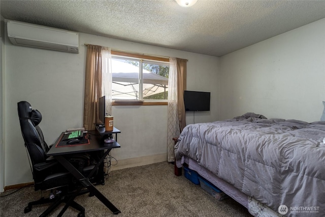 1918 E Alder St, Walla Walla, WA 99362 - carpeted bedroom featuring a wall unit AC, a textured ceiling, and an office area