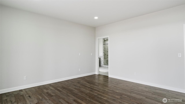 6988 Stonecrest Rd NE, Moses Lake, WA 98837 - unfurnished room with dark wood-type flooring, baseboards, and recessed lighting