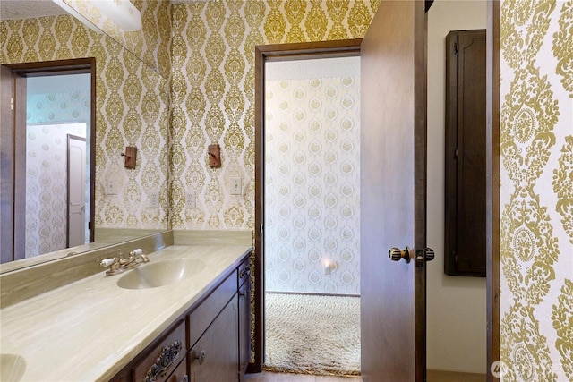 1220 Valley Vista Ave, Walla Walla, WA 99362 - bathroom with wallpapered walls and vanity