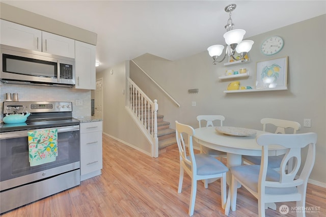20620 76th Ave W Unit A, Edmonds, WA 98026 - kitchen featuring stainless steel appliances, white cabinetry, decorative backsplash, and baseboards