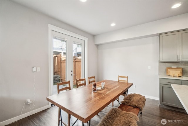 18901 12th Pl W Unit A1, Lynnwood, WA 98036 - dining space featuring dark wood finished floors, french doors, baseboards, and recessed lighting