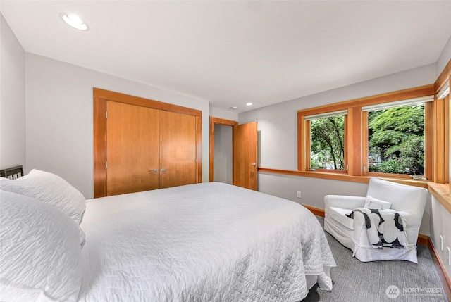 891 E Lake Samish Dr, Bellingham, WA 98229 - bedroom with a closet, recessed lighting, and baseboards